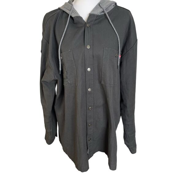 Wrangler Workwear Shirt Shacket Men's XL 46/48 Gray Hood Plaid Lining Snap - Picture 1 of 5